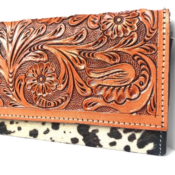 🖤LAST1️⃣NEW HANDMADE GENUINE LEATHER FAIR TRADE ECO FRIENDLY HAND CARVED WALLET - Picture 3 of 11